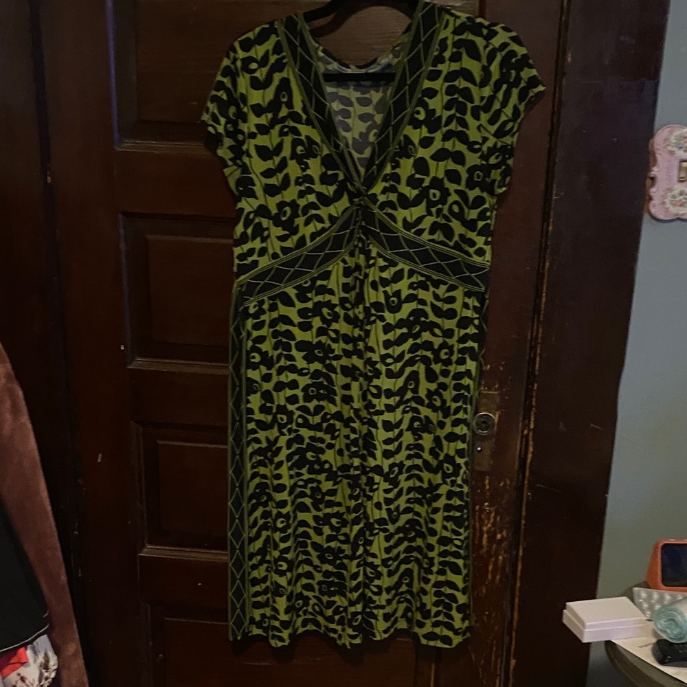 Apt. 9 Green and Black Patterned Midi Dress
